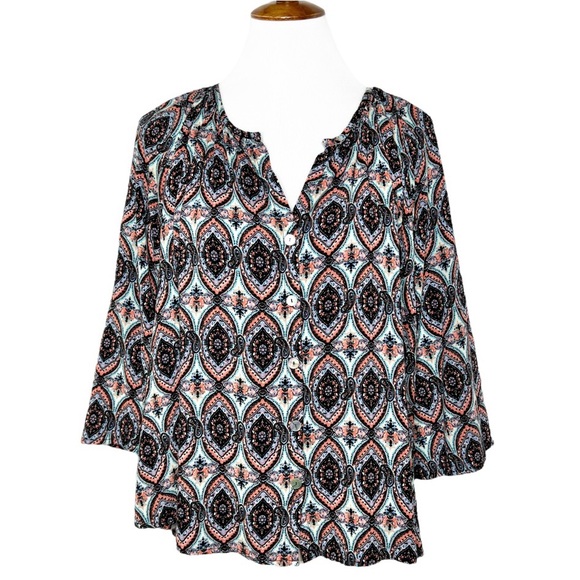 Show Me Your Mumu Mosaic Paisley High Low Peasant Top - Picture 2 of 11